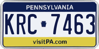 PA license plate KRC7463