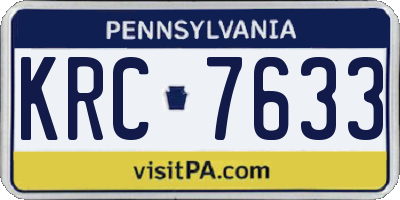 PA license plate KRC7633