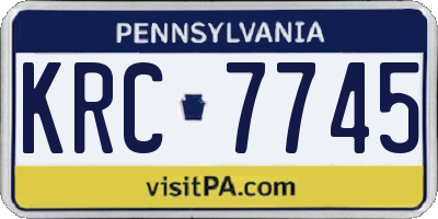 PA license plate KRC7745