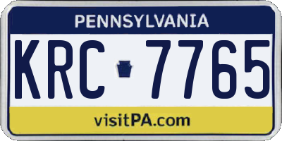 PA license plate KRC7765