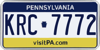 PA license plate KRC7772