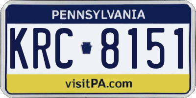 PA license plate KRC8151