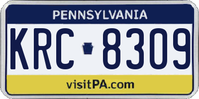 PA license plate KRC8309