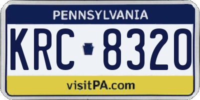 PA license plate KRC8320