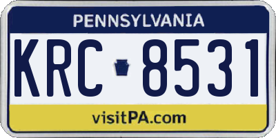 PA license plate KRC8531