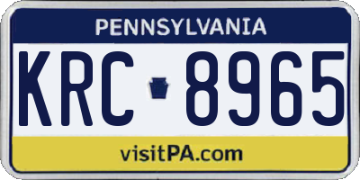 PA license plate KRC8965