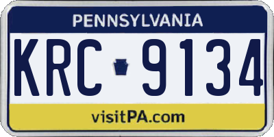 PA license plate KRC9134