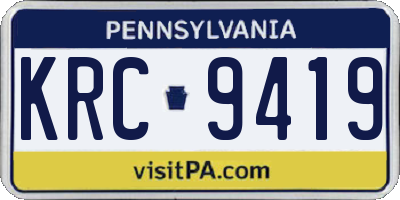 PA license plate KRC9419
