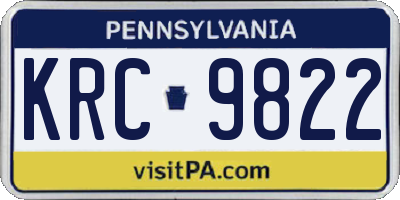 PA license plate KRC9822