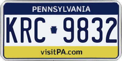 PA license plate KRC9832