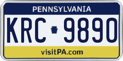 PA license plate KRC9890