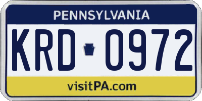 PA license plate KRD0972