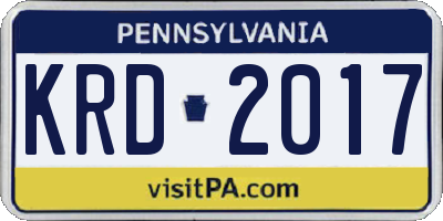 PA license plate KRD2017