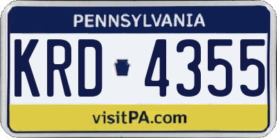 PA license plate KRD4355