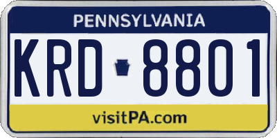 PA license plate KRD8801