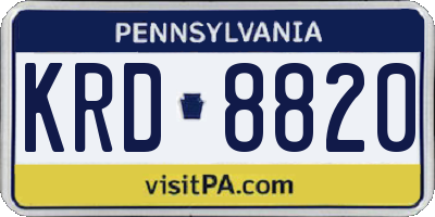 PA license plate KRD8820