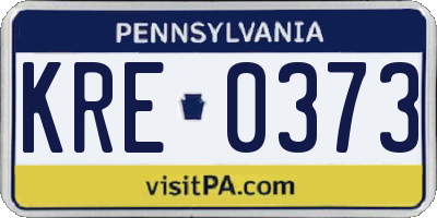 PA license plate KRE0373