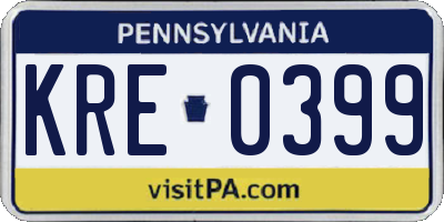 PA license plate KRE0399