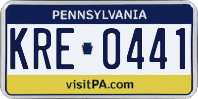 PA license plate KRE0441