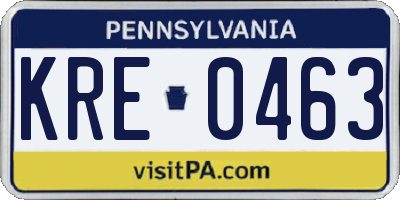 PA license plate KRE0463