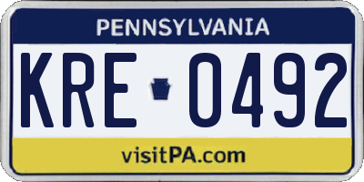 PA license plate KRE0492