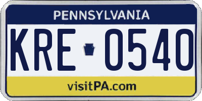 PA license plate KRE0540