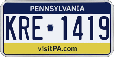 PA license plate KRE1419
