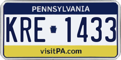 PA license plate KRE1433