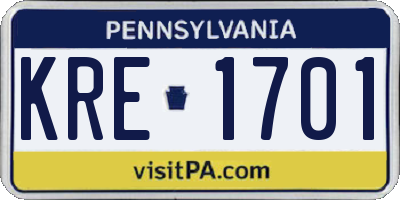PA license plate KRE1701