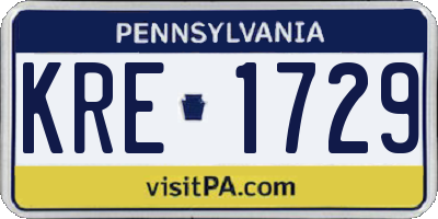 PA license plate KRE1729
