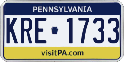 PA license plate KRE1733