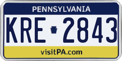 PA license plate KRE2843