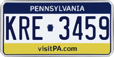 PA license plate KRE3459