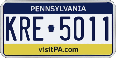 PA license plate KRE5011