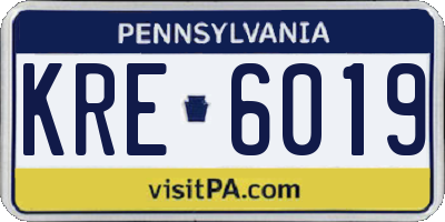 PA license plate KRE6019