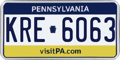 PA license plate KRE6063