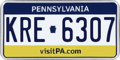 PA license plate KRE6307