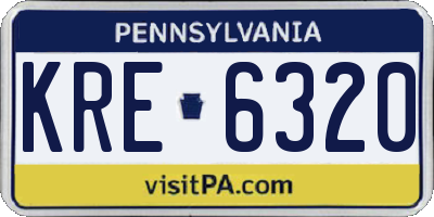 PA license plate KRE6320
