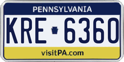 PA license plate KRE6360