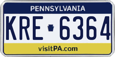 PA license plate KRE6364