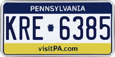PA license plate KRE6385