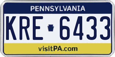 PA license plate KRE6433