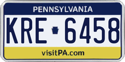 PA license plate KRE6458