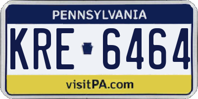 PA license plate KRE6464