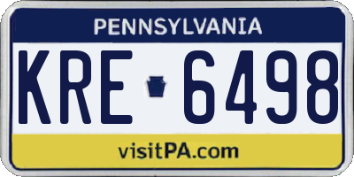 PA license plate KRE6498