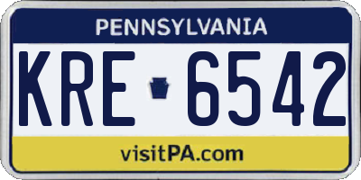 PA license plate KRE6542