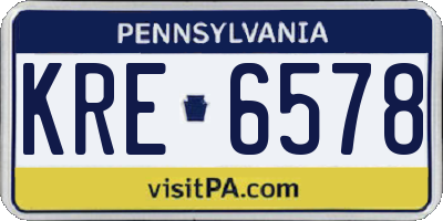 PA license plate KRE6578
