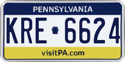 PA license plate KRE6624