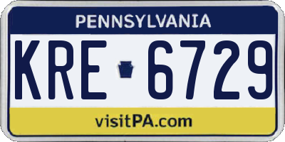 PA license plate KRE6729