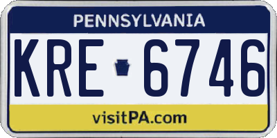 PA license plate KRE6746